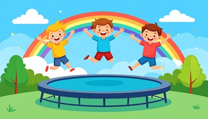 Kids Jumping on Trampoline Park