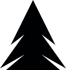 Vector vector art of black stylized christmas tree silhouette transparent background