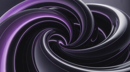 Abstract Swirling Purple and Black 3D Illustration