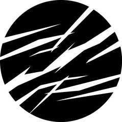 Vector vector art of abstract black and white circular design with sharp lines transparent background