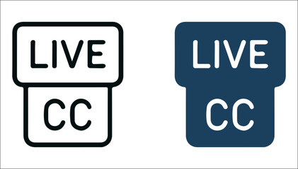 Live Closed Caption Icons – Accessibility Symbols for Real-Time Subtitles, Streaming & Voice-Enabled Media Platforms