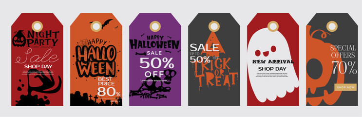 vector illustration of a Halloween discount sale labels price tag
