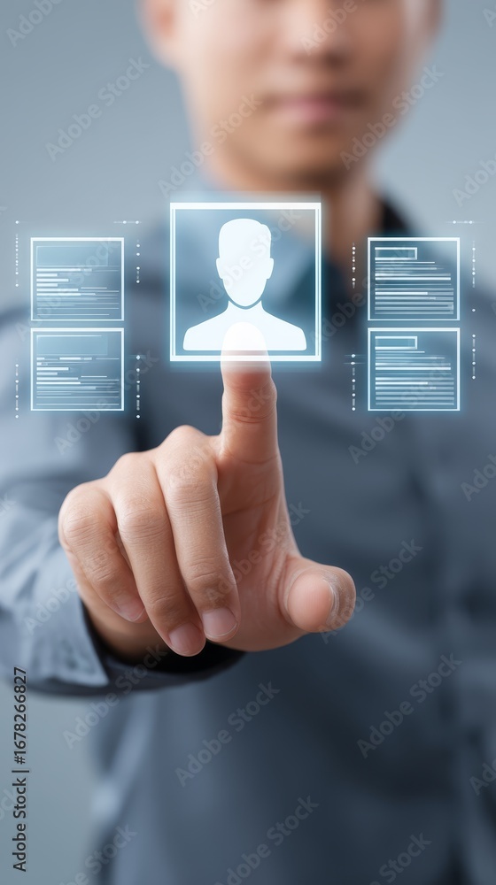 Aufkleber man activating button, exploring the interaction between human touch and technology interface.