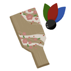 羽子板の手描きカラーイラスト