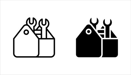 Toolbox icon set. carpenter toolkit icon. hardware tool box sign vector illustration on white background
