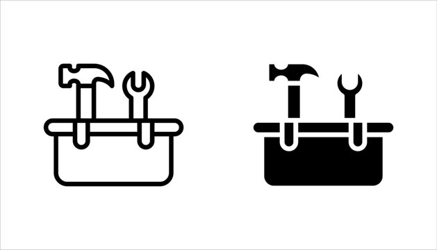 Toolbox icon set. carpenter toolkit icon. hardware tool box sign vector illustration on white background