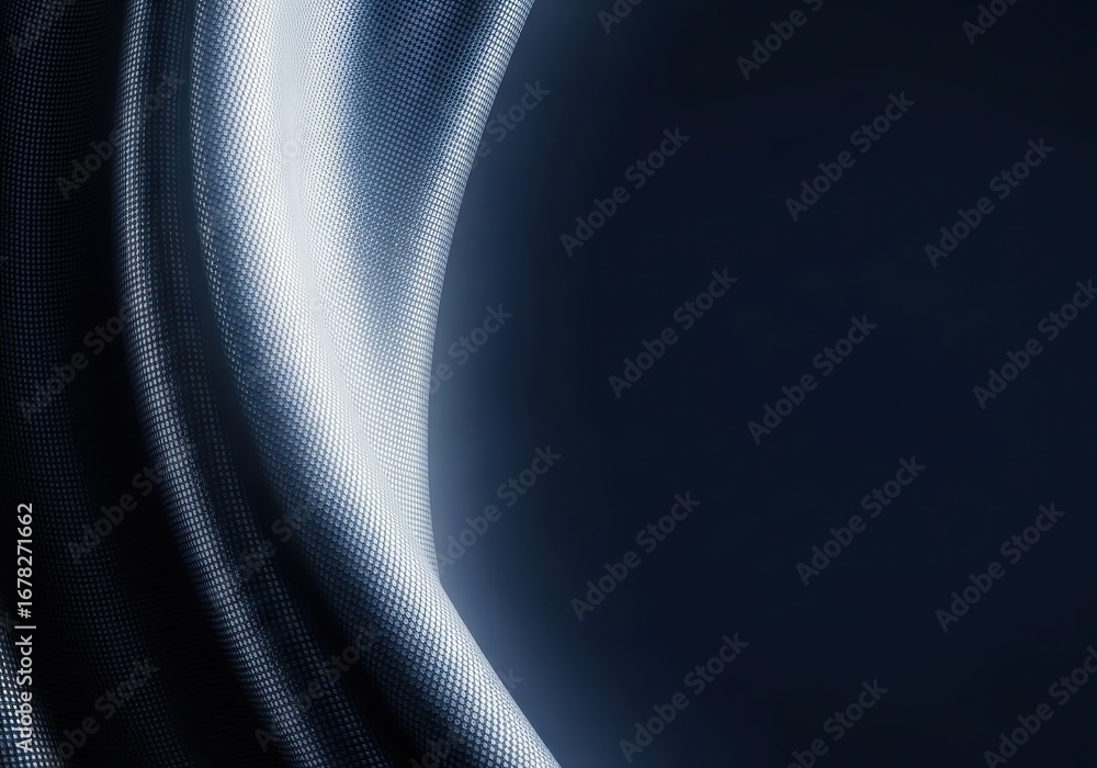 Poster abstract flowing metallic curves with dramatic lighting creating a futuristic digital art background