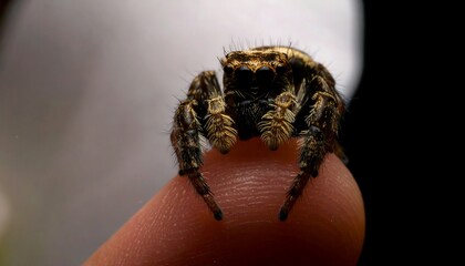 Jumping Spider on Finger Closeup (1)