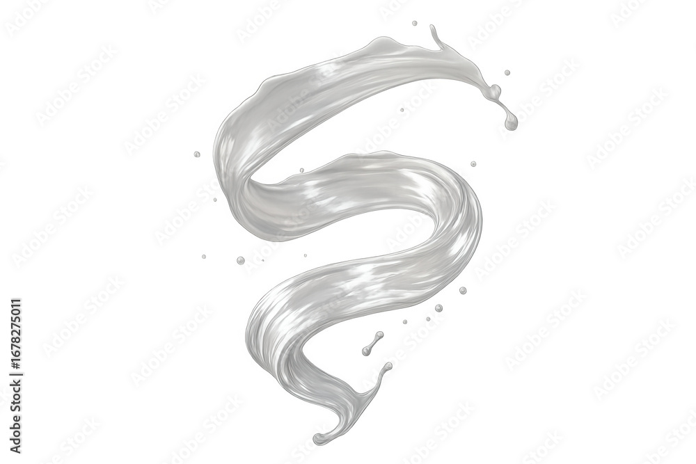 Poster milk splashing and swirling, creating a dynamic spiral shape against a transparent background, showc
