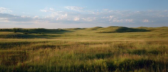 Obraz premium Grassland prairie restoration showing soil carbon sequestration and natural pasture system for sustainable carbon farming and natural carbon sink concept.