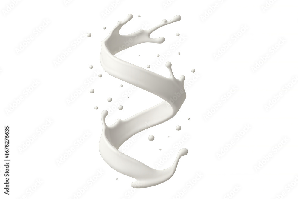 Poster milk is splashing and rotating, creating a dynamic spiral shape on a transparent background, perfect