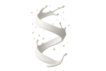 Milk is splashing and rotating, creating a dynamic spiral shape on a transparent background, perfect for advertising and design projects