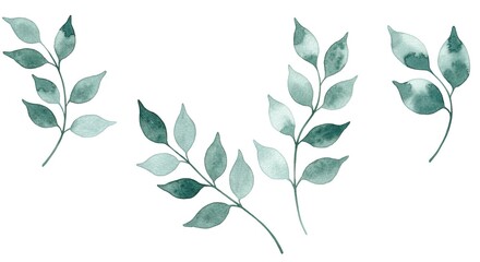 Elegant watercolor eucalyptus branches bring natural serenity and organic beauty to any design project, offering a fresh botanical touch.