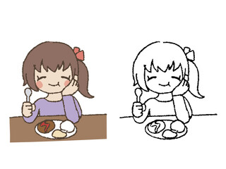 手描きのおいしそうな女の子