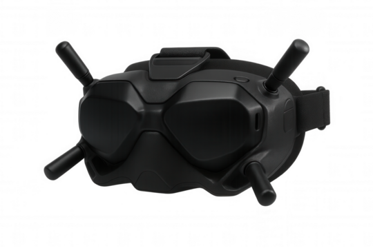 Modern fpv goggles with antennas isolated on a transparent background, ready for immersive drone piloting