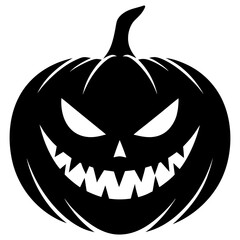 Halloween Jack O Lantern Pumpkin Silhouette Illustration Spooky Scary Face Holiday Decoration Graphic PNG