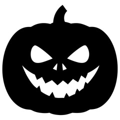 Halloween Jack O Lantern Pumpkin Silhouette Illustration Spooky Scary Face Holiday Decoration Graphic PNG