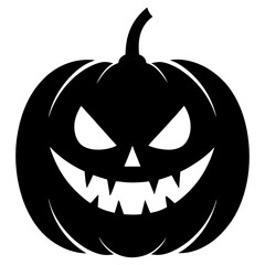 Halloween Jack O Lantern Pumpkin Silhouette Illustration Spooky Scary Face Holiday Decoration Graphic PNG