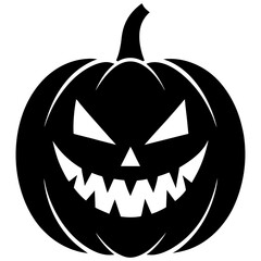Halloween Jack O Lantern Pumpkin Silhouette Illustration Spooky Scary Face Holiday Decoration Graphic PNG