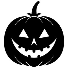 Halloween Jack O Lantern Pumpkin Silhouette Illustration Spooky Scary Face Holiday Decoration Graphic PNG