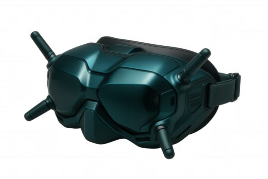 Futuristic vr goggles with antennas, showcasing cutting-edge technology, isolated on a transparent background