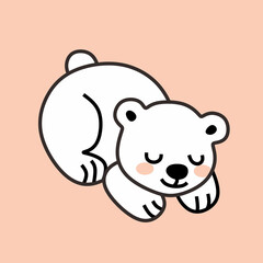 Sleeping Polar Bear Character Illustration Drawing