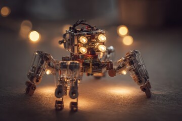 AI-powered robot constructed from open-source hardware and software components, showcasing maker community innovation and accessible artificial intelligence development.