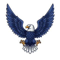 Obraz premium A flat 2D vector illustration of a majestic bald eagle crest emblem stands proudly isolated on a clean white background, symbolizing power and freedom.