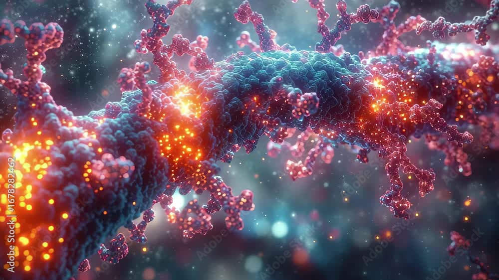 Poster exploring the intricate details of a vibrant and glowing neural network in a digital art representat