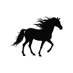 A Majestic Horse Silhouette A Symbol of Strength, Beauty, and Freedom, horse with mane blowing in the wind silhouette vector illustration