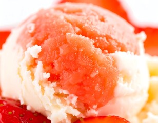 Close-up of pink ice cream scoop