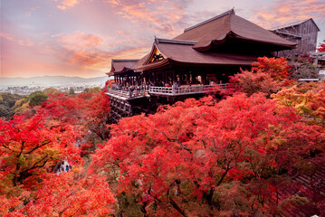 Naklejka premium The most beautiful viewpoint of Kiyomizu-dera is a popular tourist destination in Kyoto City, Japan.