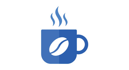 Blue coffee cup with coffee bean symbol