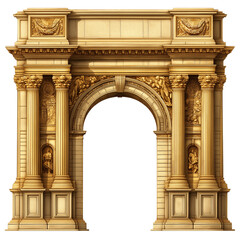 Obraz premium Grand architectural structure showcasing intricate carvings and golden columns from a historical location. PNG image, transparent background