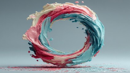Abstract swirling ring of colorful paint splashes