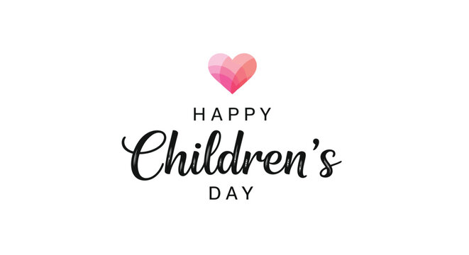Happy childrens day text with pink heart