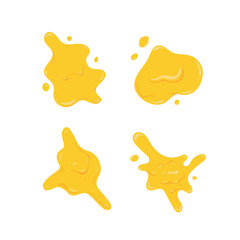 Set vector thick melted cheese sauce blobs, splashes, drips and stains for food design illustration