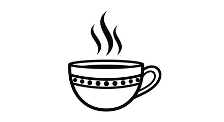 Simple line drawing of a steaming coffee cup