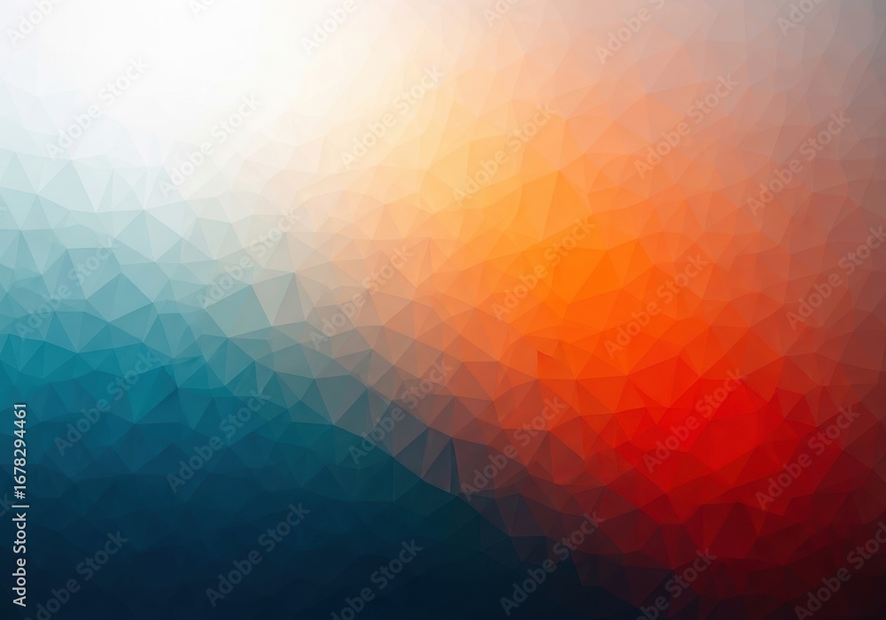 Poster abstract gradient background with pixelated squares creating a warm and cool color blend