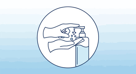 Hand sanitizer dispenser with hands receiving liquid