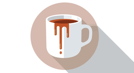 White coffee mug with dripping chocolate