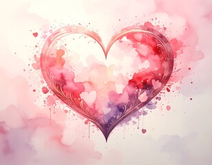 Romantic heart, watercolor, abstract art