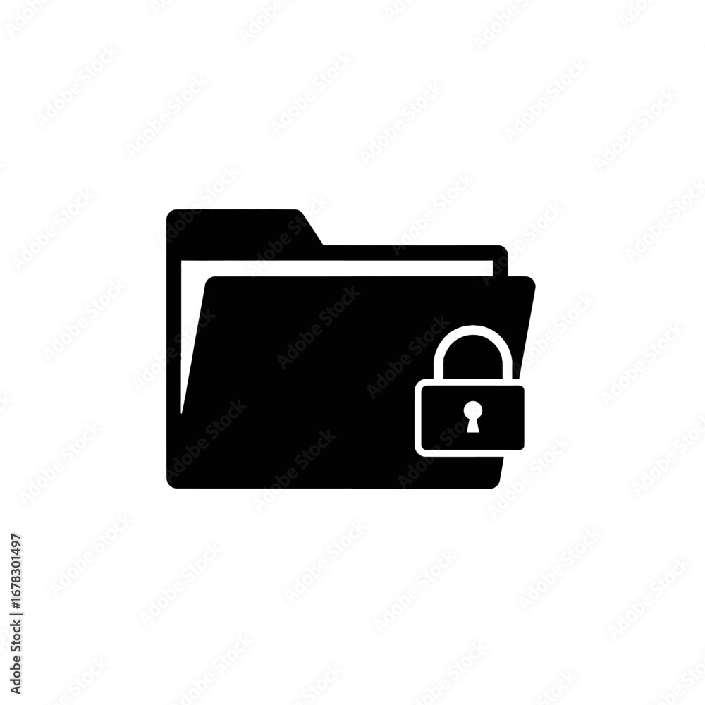 Aufkleber secure digital data storage represented by a locked folder icon, symbolizing privacy, security, and 