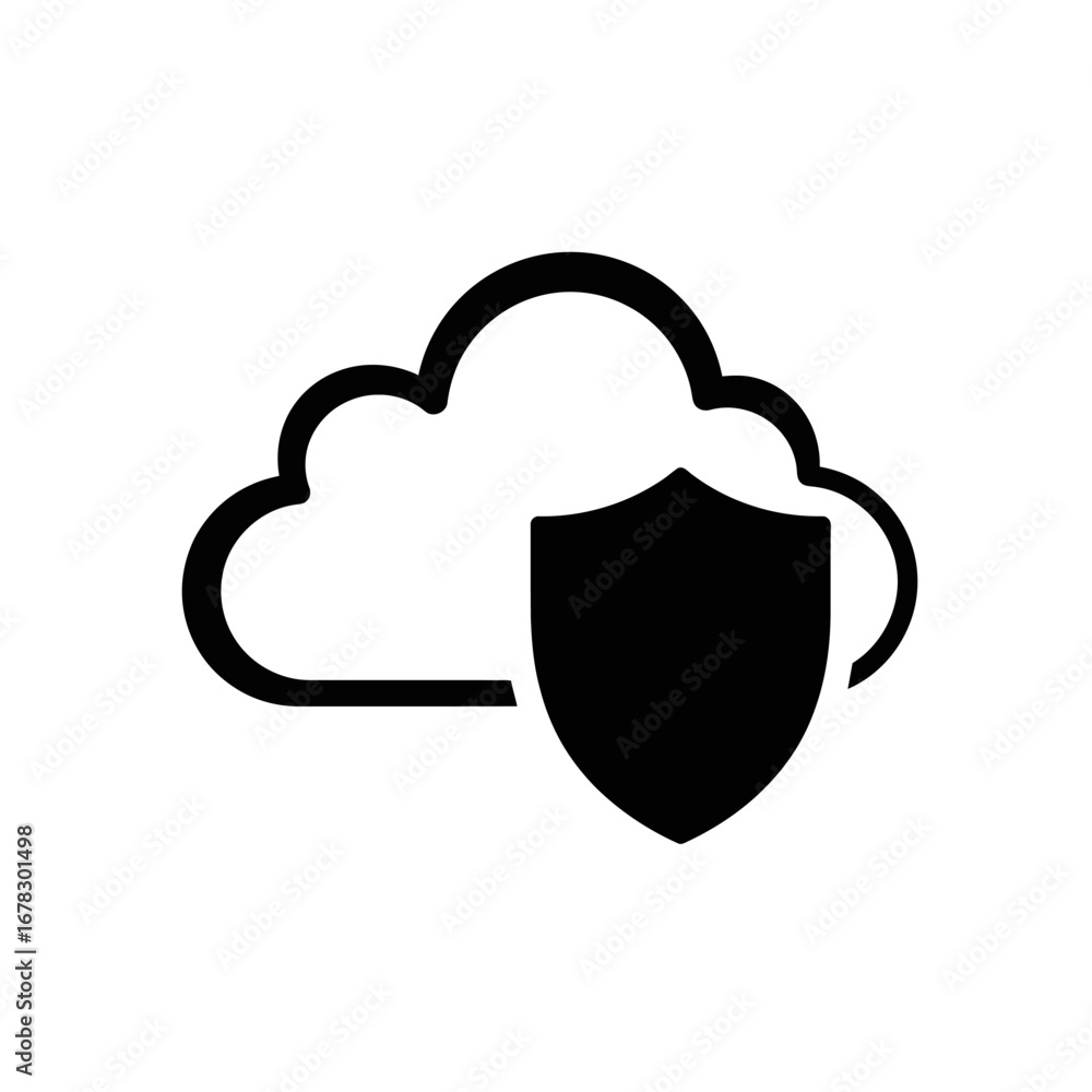 Poster secure cloud computing icon representing data protection and online security, ideal for technology b