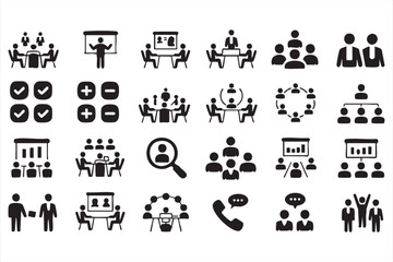 Business people doodle icons with teamwork presentation and organization graphics