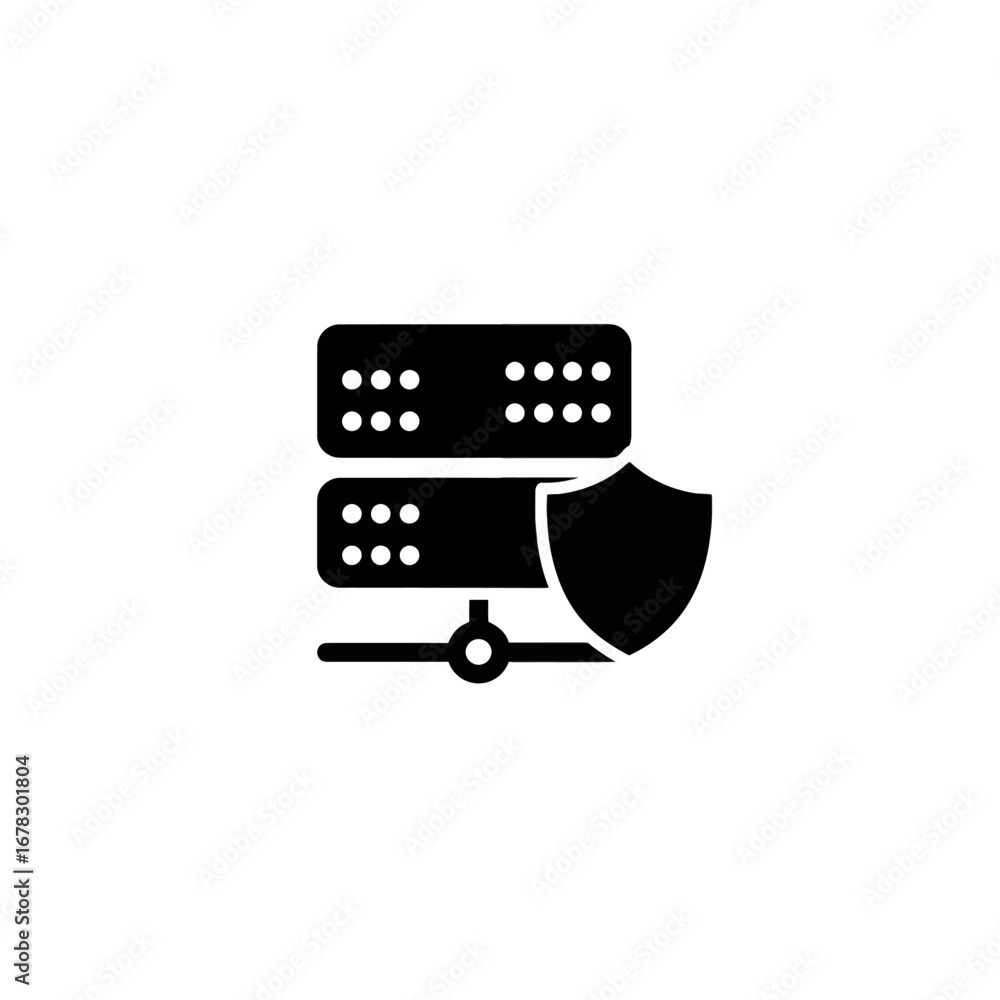 Poster secure data server protecting sensitive information from cyber threats with shield icon, representin