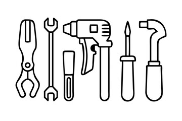 Vector art of hand tools vector set