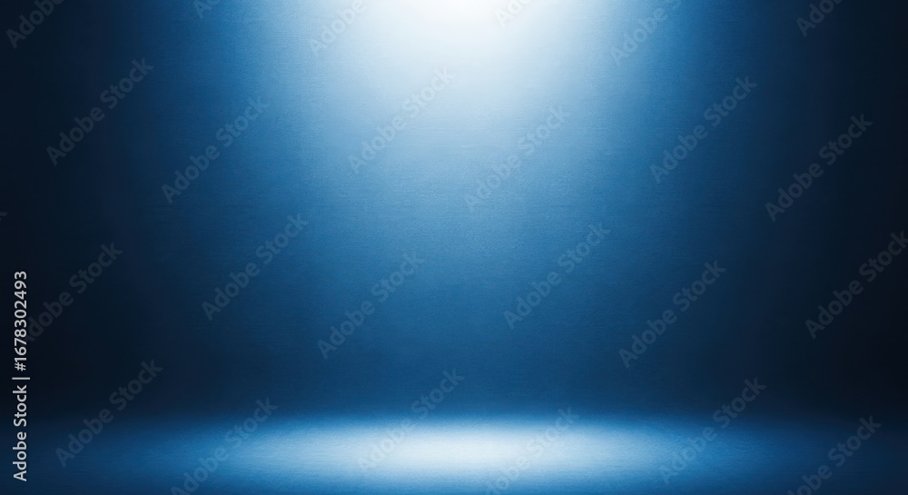 Poster abstract blue spotlight stage with gradient floor for product presentation and display