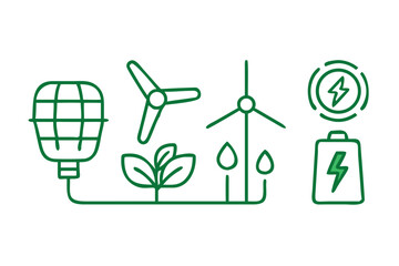Vector art of renewable energy sources and green energy