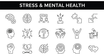 Stress and mental health icons